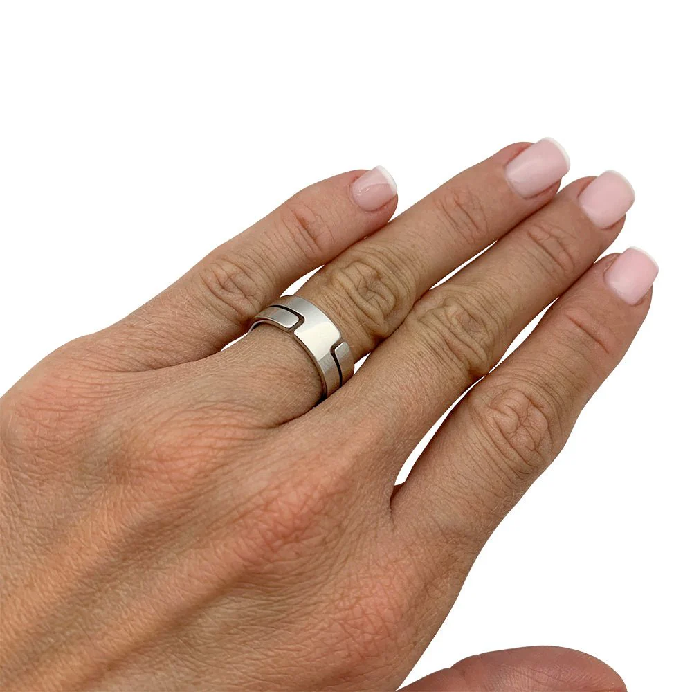 Bague Bandeau DINH VAN "Seventies" MM en or blanc - Image 2