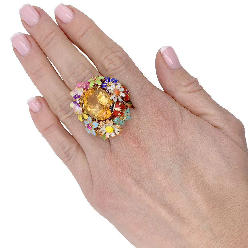 Bague Dior, "Diorette", citrine, laque, or jaune - Image 8