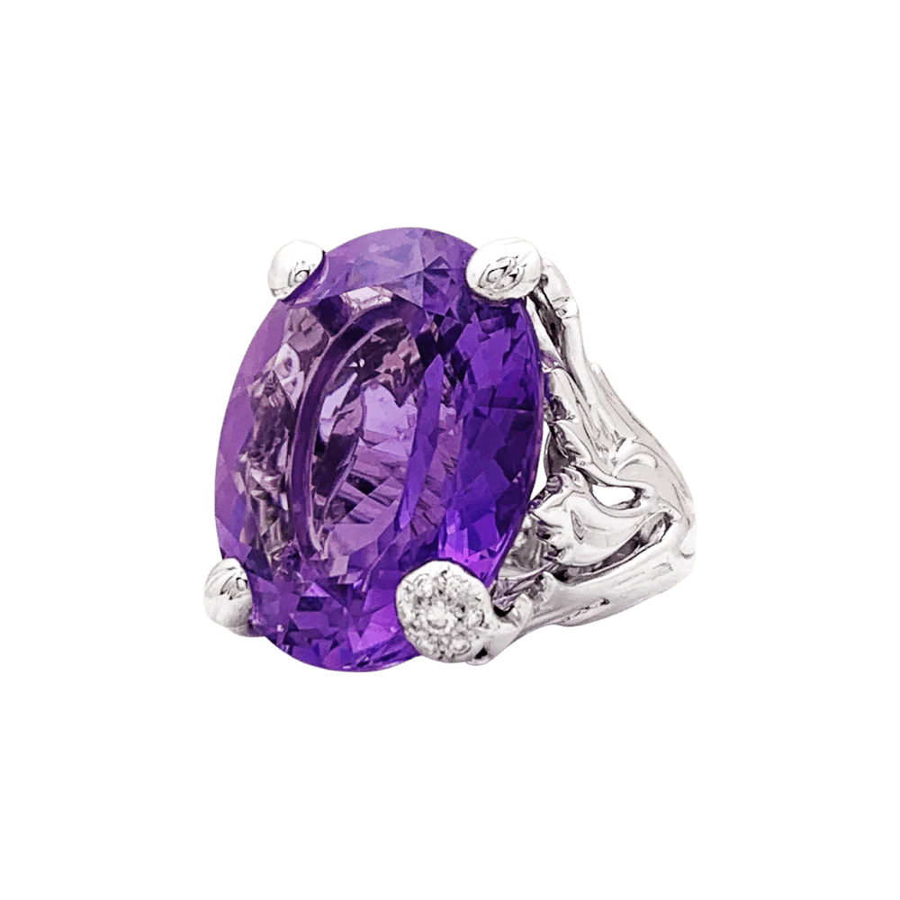 Bague Cocktail DIOR "Miss Dior" en or blanc, améthyste et diamants - Image 3
