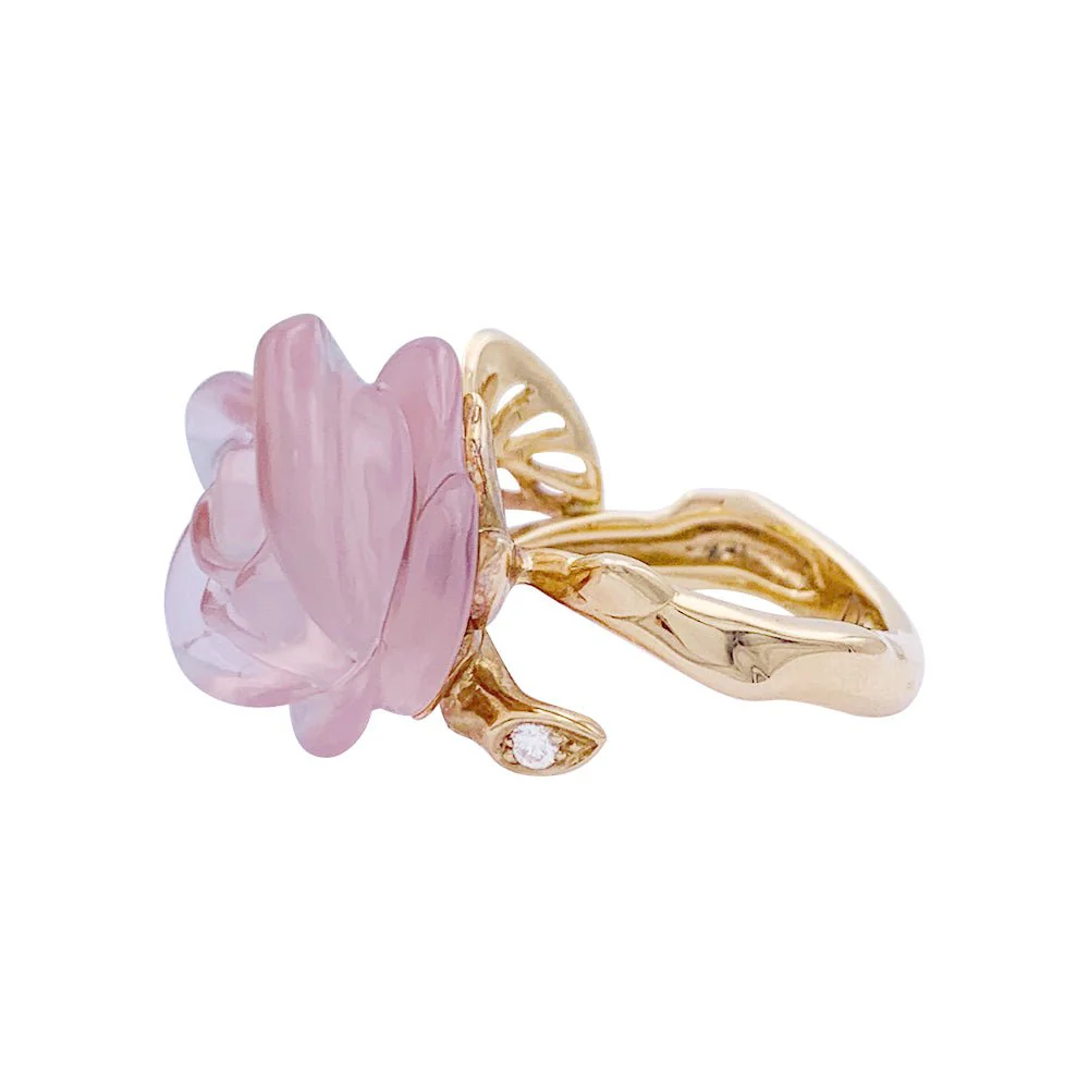 Bague DIOR "Pré Catelan" en or rose, quartz rose et diamant - Image 5
