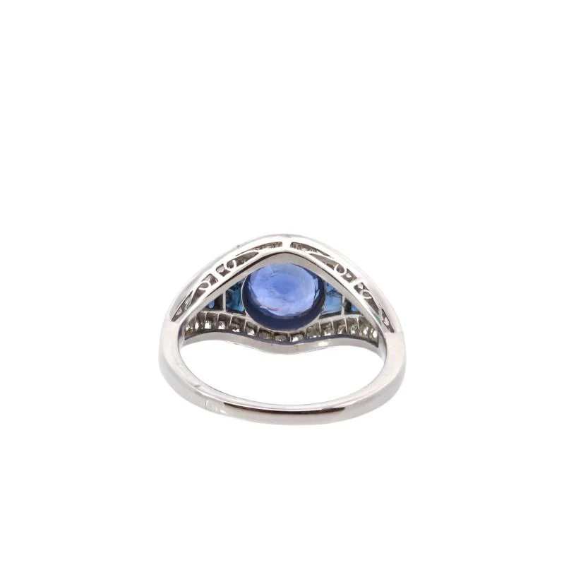Bague Art Déco en platine, saphir et diamants - Image 3
