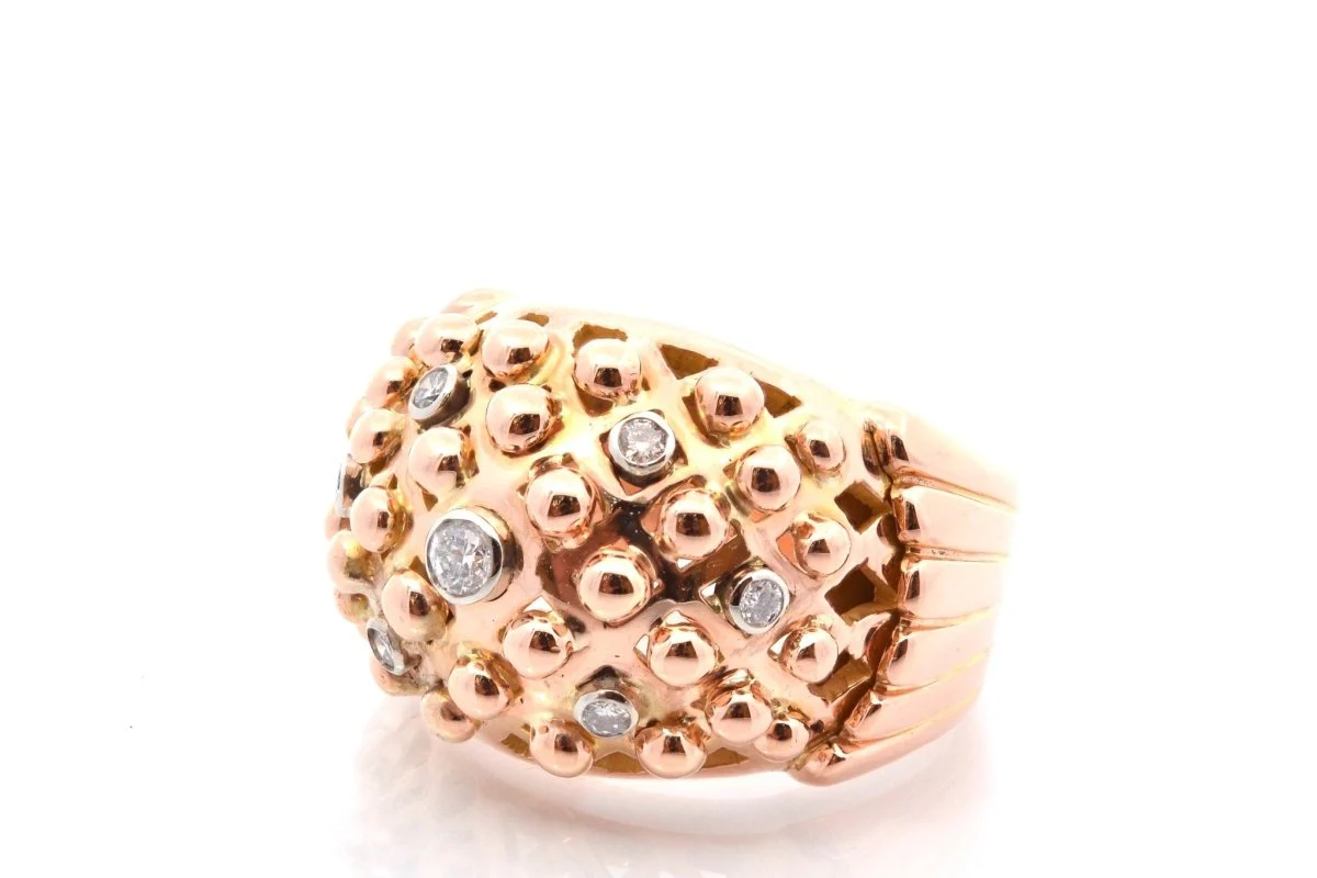 Bague d'occasion en or rose et diamants