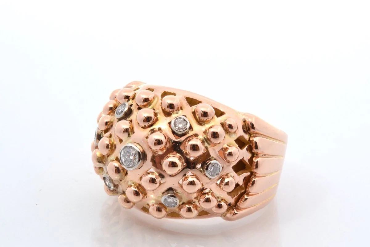 Bague d'occasion en or rose et diamants - Image 3