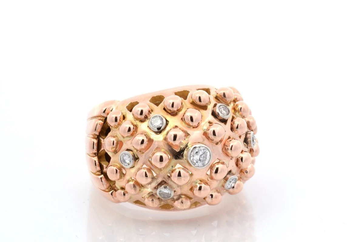 Bague d'occasion en or rose et diamants - Image 4
