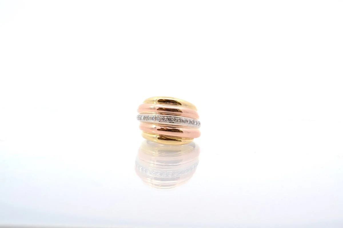 Bague diamants en or rose, blanc et jaune - Image 4