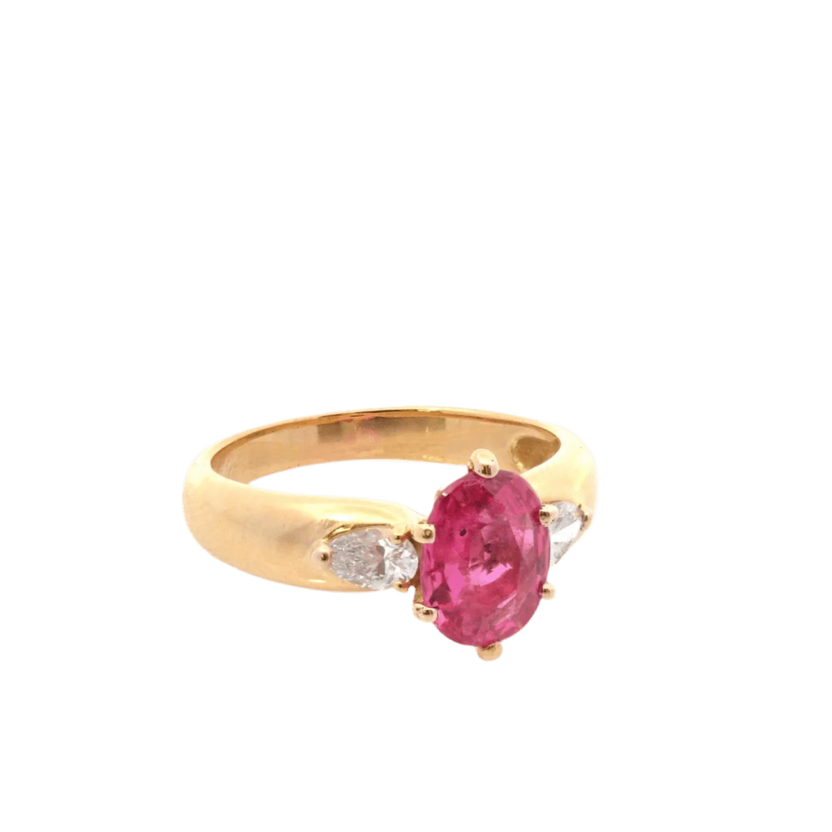 Bague Solitaire en or jaune, rubis et diamants - Image 4