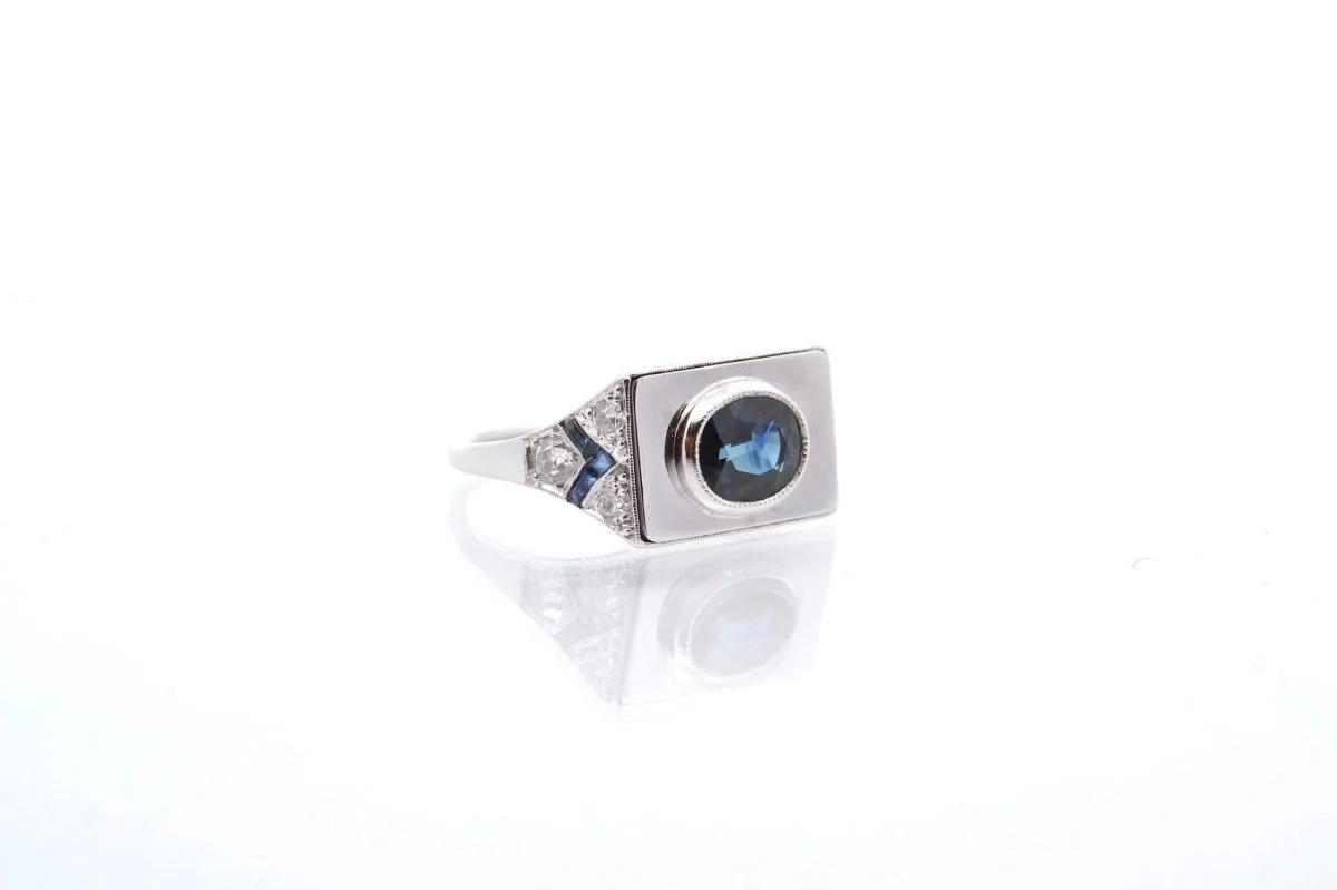 Bague d'occasion saphir et diamants - Image 2