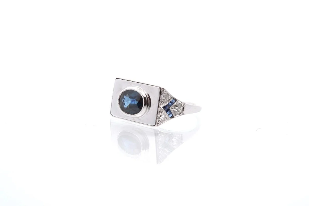 Bague d'occasion saphir et diamants - Image 3