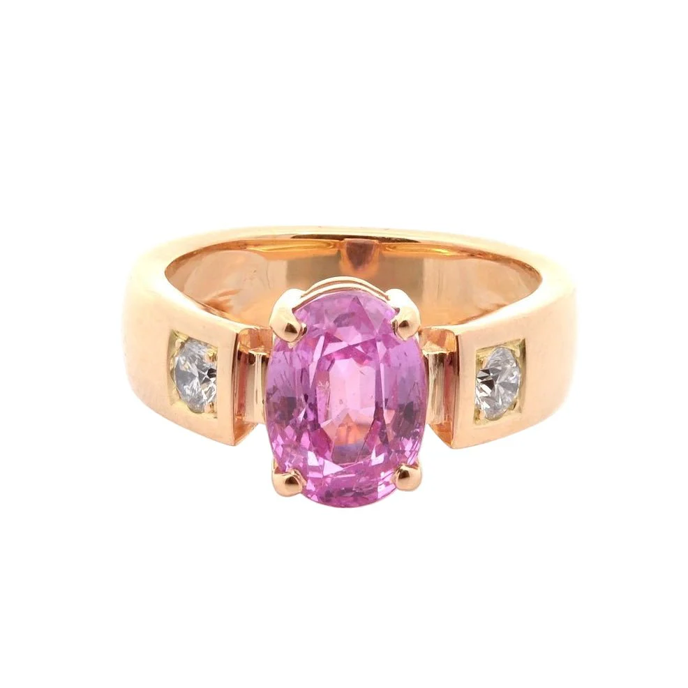 Bague Solitaire en or jaune, saphir, et diamants