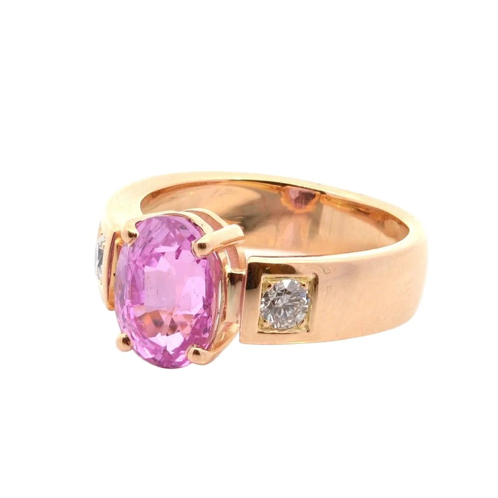 Bague Solitaire en or jaune, saphir, et diamants - Image 2