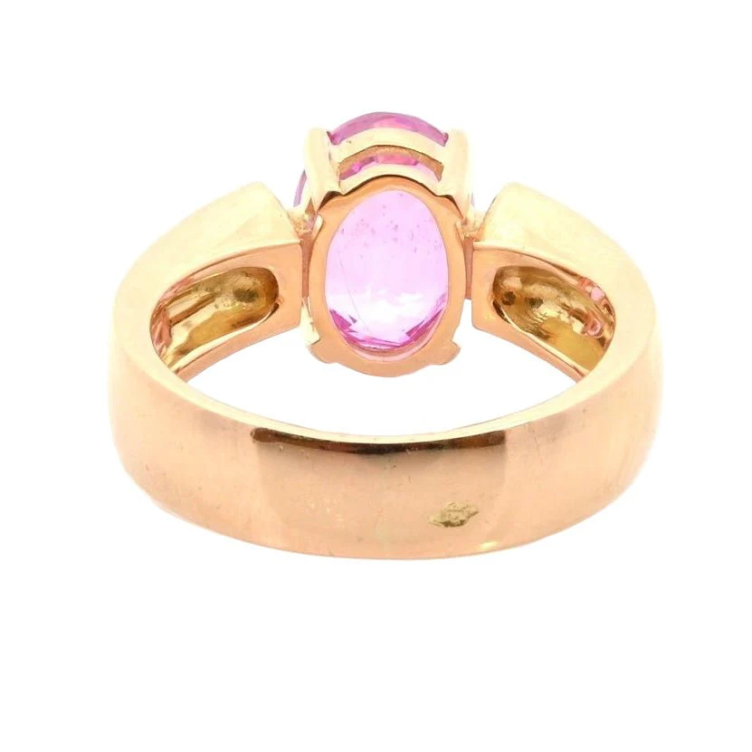 Bague Solitaire en or jaune, saphir, et diamants - Image 4