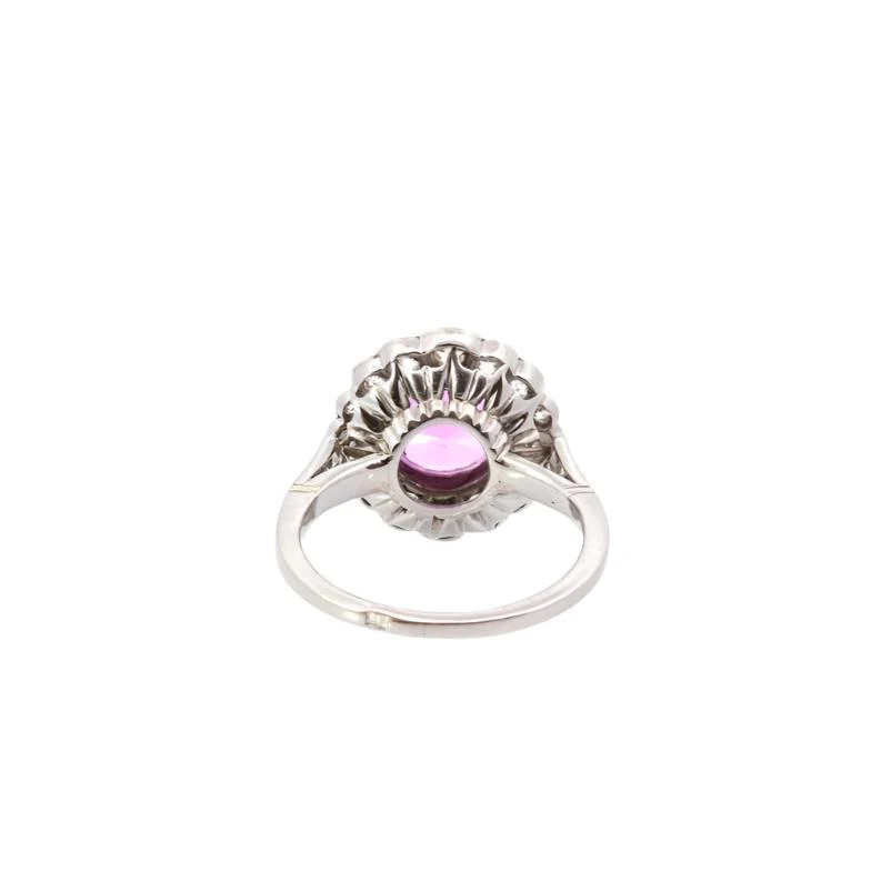 Bague en platine, saphir rose et diamants - Image 4