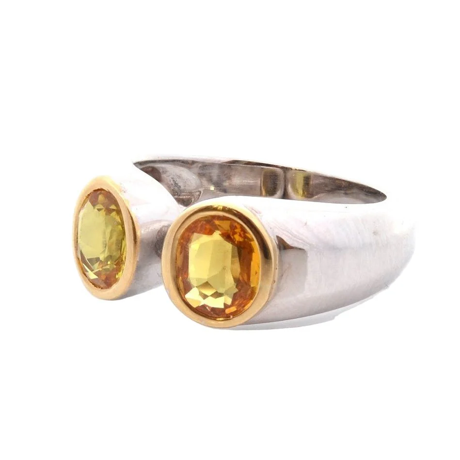 Bague Toi & Moi en or jaune et saphirs - Image 2