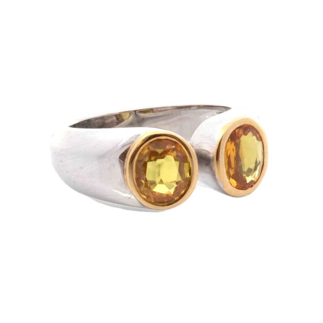 Bague Toi & Moi en or jaune et saphirs - Image 4