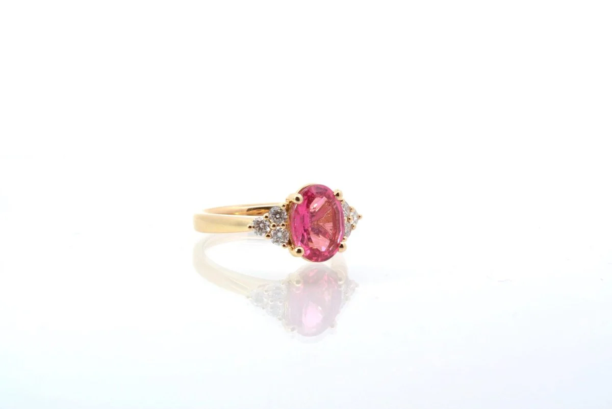 Bague tourmaline et diamants en or jaune - Image 3