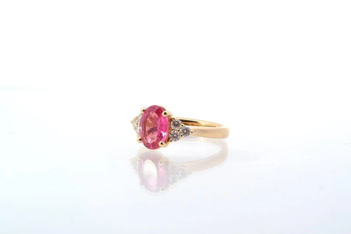 Bague tourmaline et diamants en or jaune - Image 4