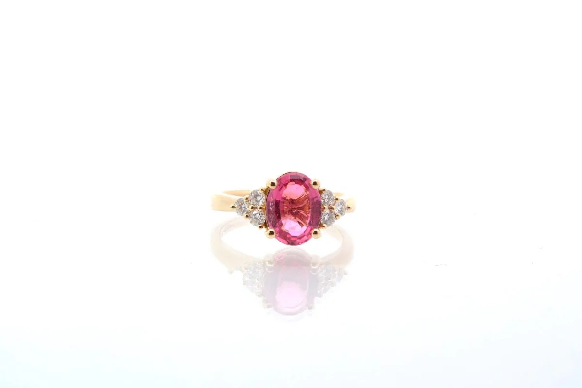 Bague tourmaline et diamants en or jaune - Image 5