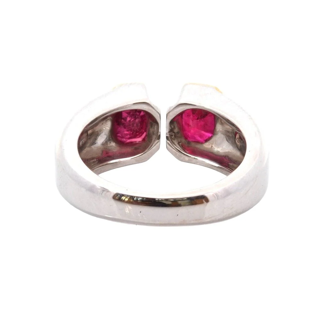 Bague Toi & Moi en or blanc et rubis - Image 3