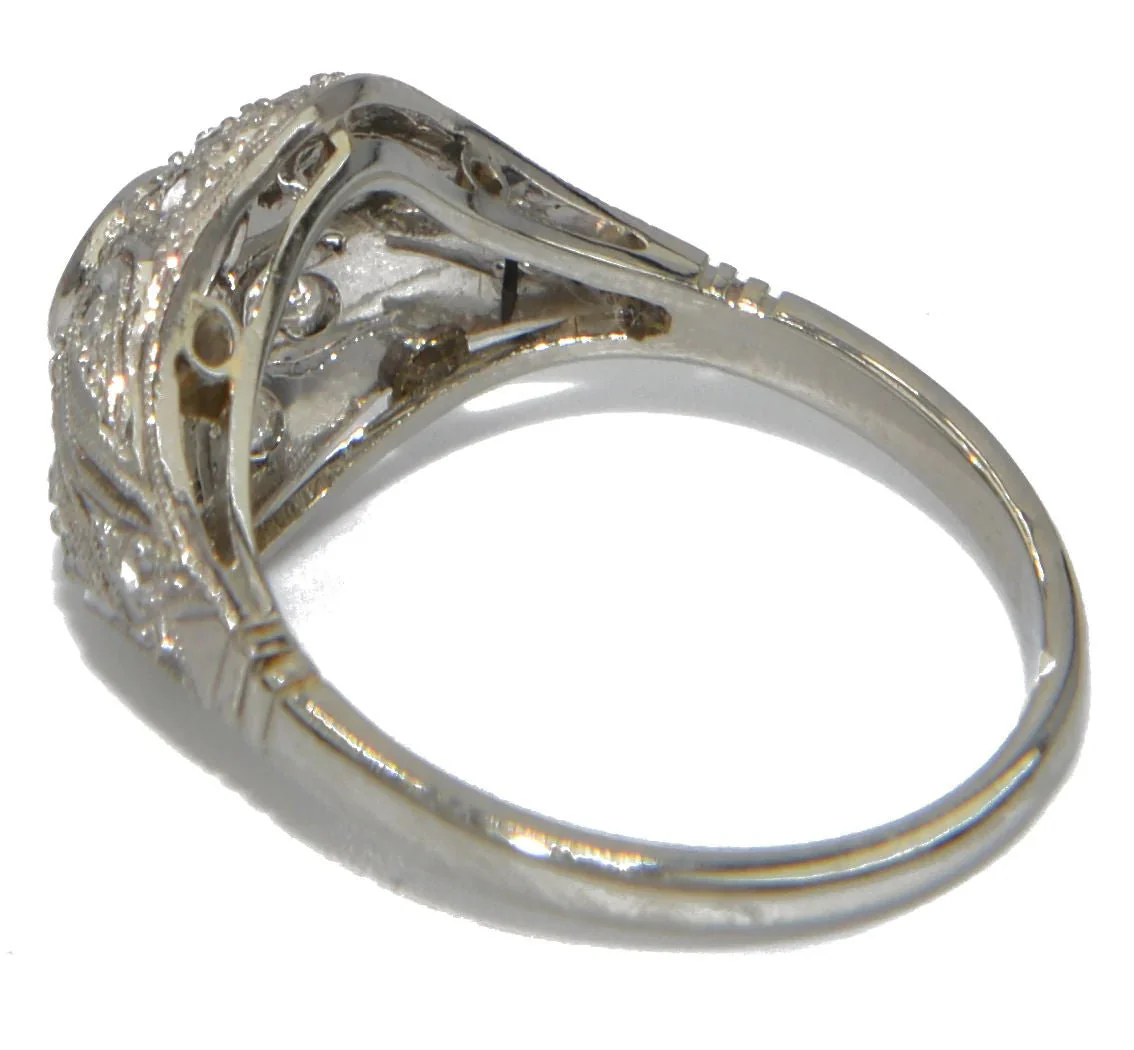 Bague dôme ajourée en diamant en platine - Image 3