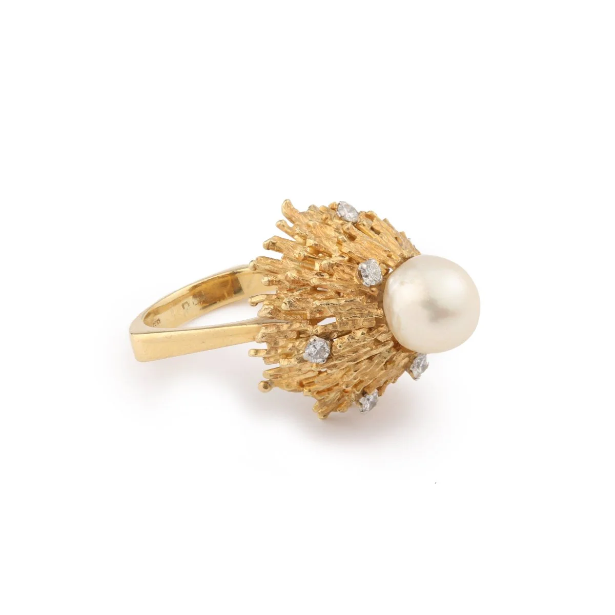 Bague Andrew Grima Perle Diamants Or Jaune 18 Carats - Image 2