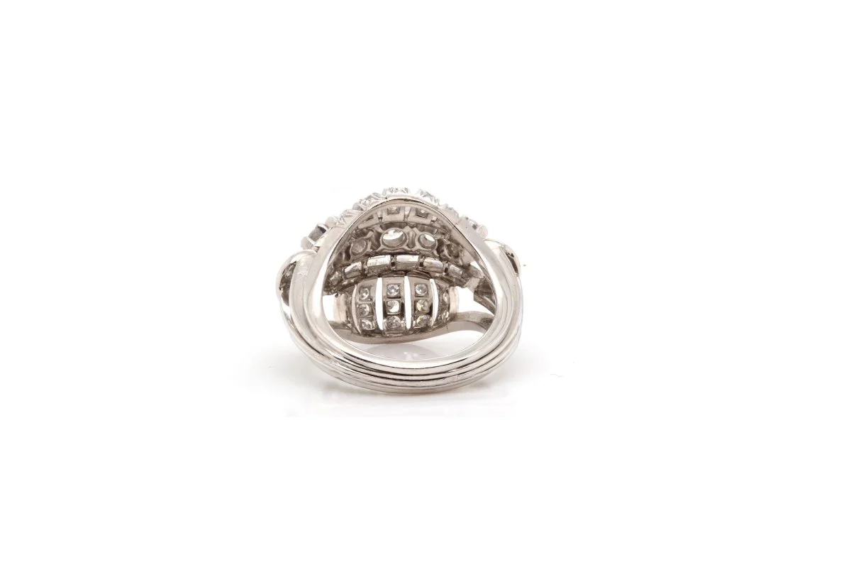 Bague Dôme en platine et diamants - Image 6