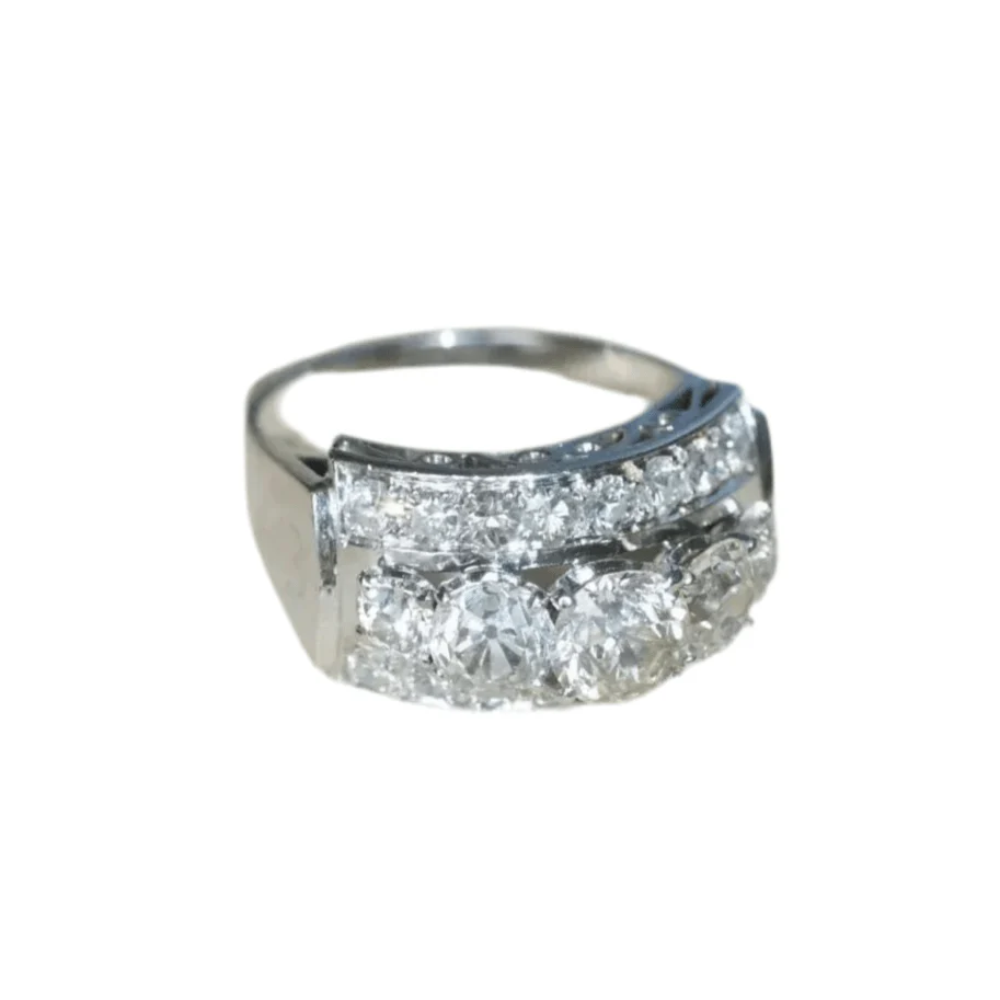 Bague Art Déco en or blanc, platine et diamants - Image 6