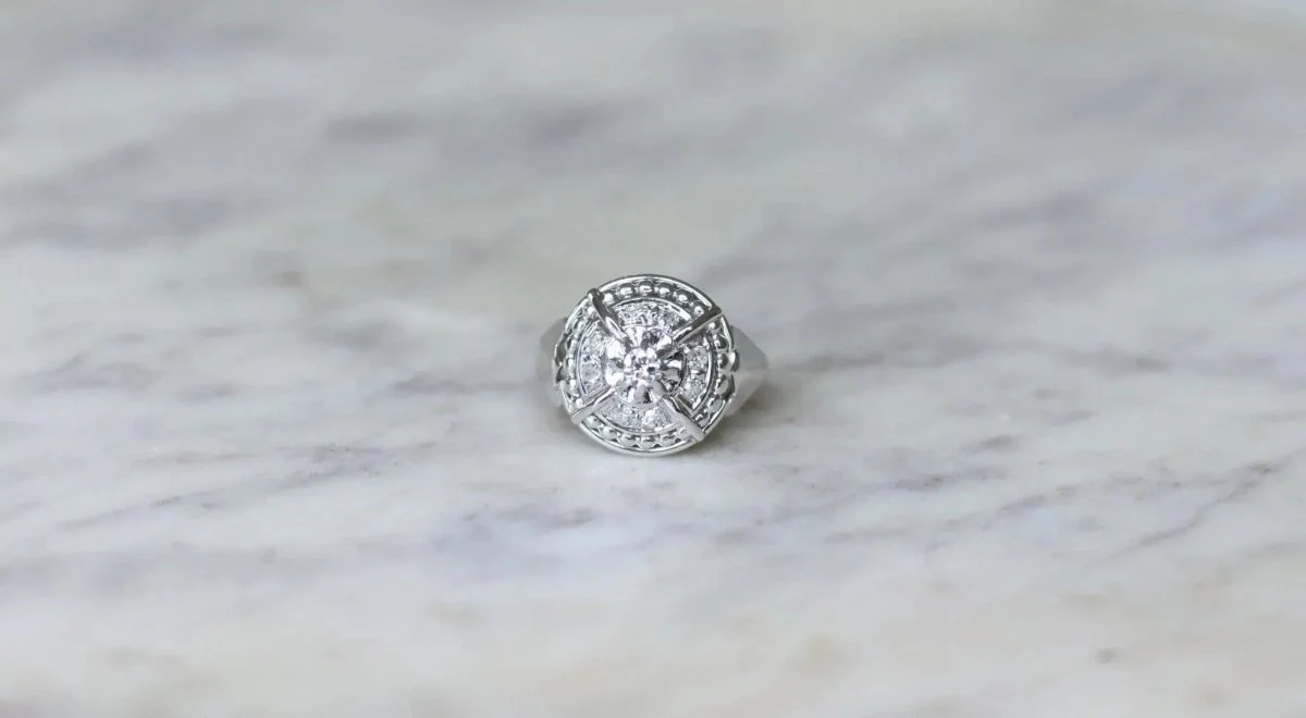 Bague Dôme Art Deco Diamants - Image 3