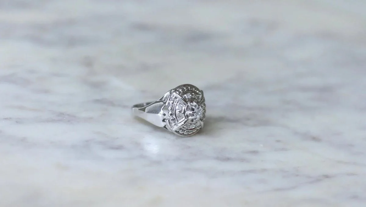 Bague Dôme Art Deco Diamants - Image 7