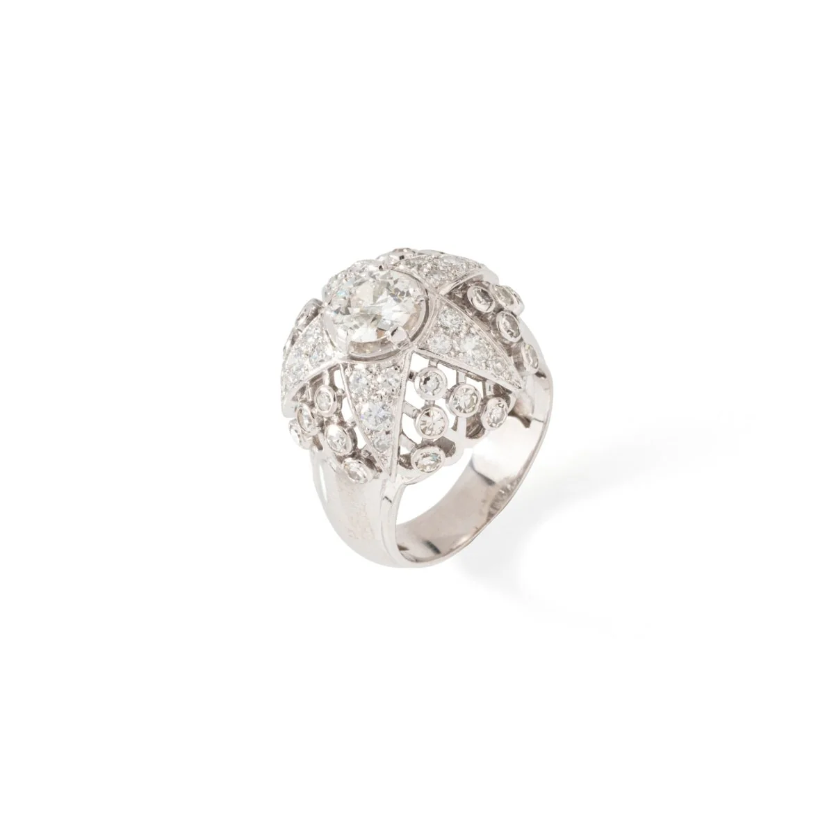Bague Dôme étoile en or blanc, platine et diamants - Image 5