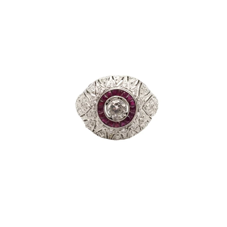 Bague dôme diamants en platine