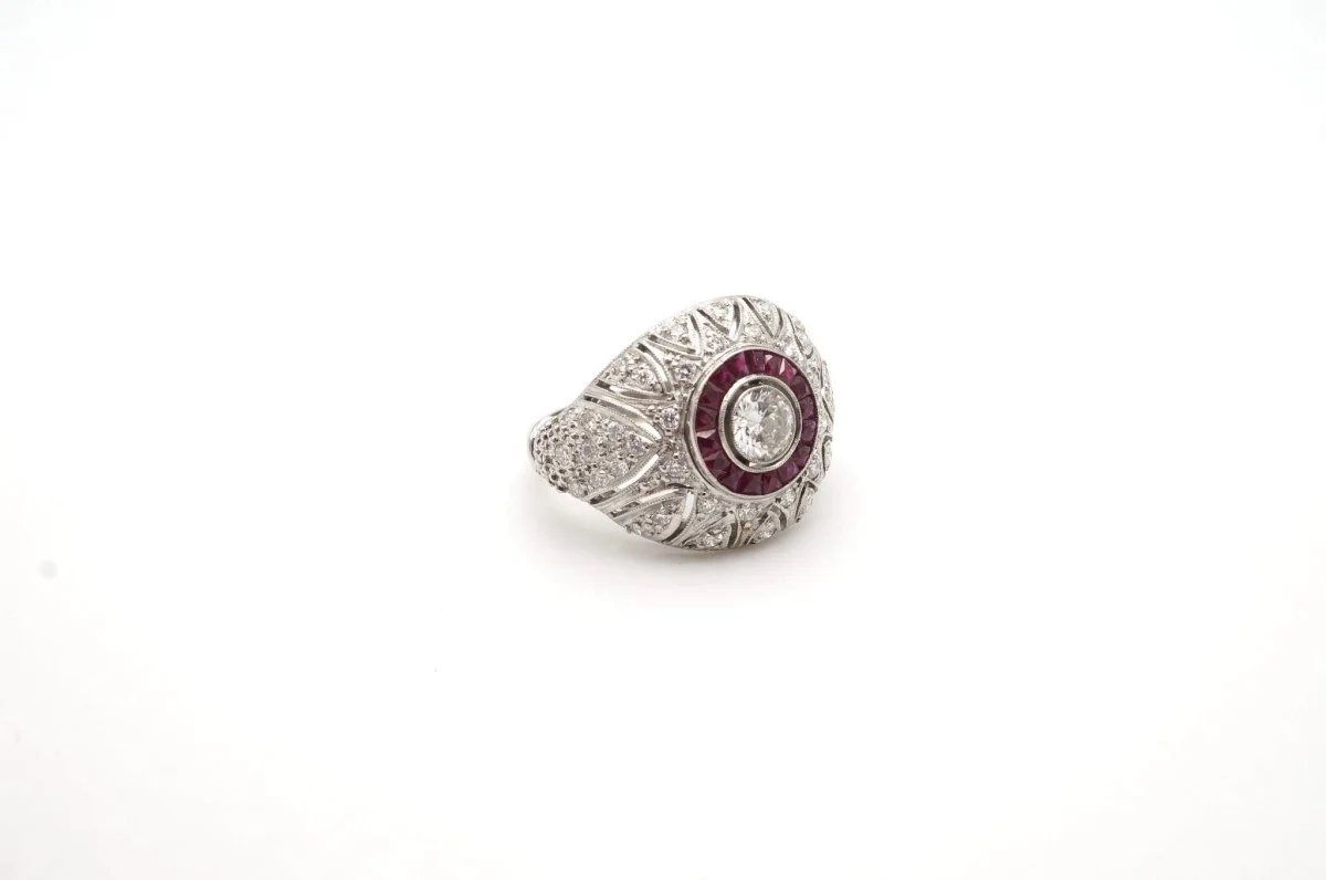 Bague dôme diamants en platine - Image 3