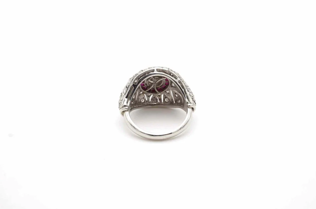 Bague dôme diamants en platine - Image 4
