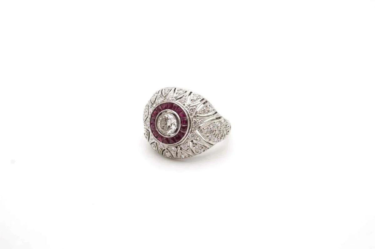 Bague dôme diamants en platine - Image 5