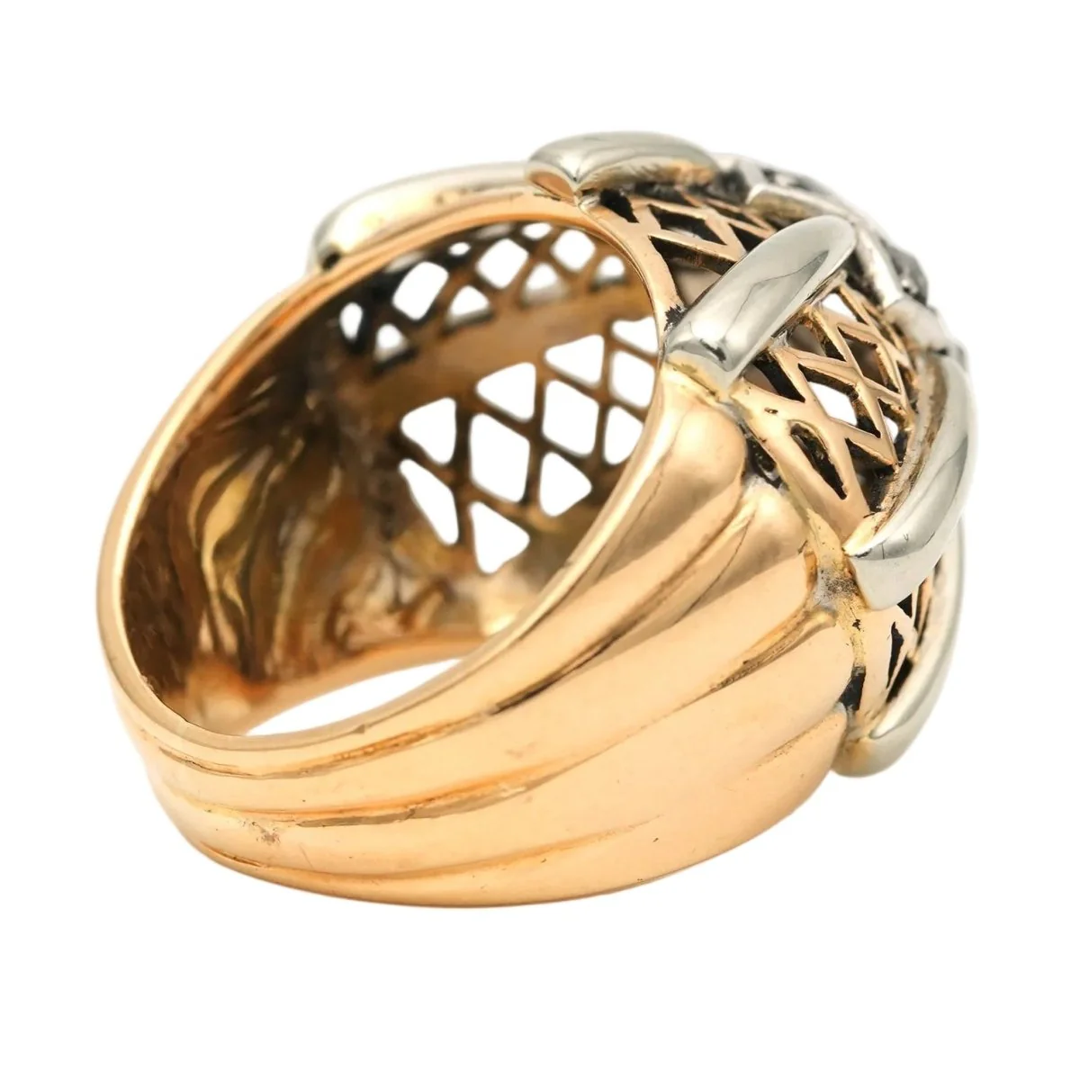 Bague Dôme en or blanc, or jaune et diamants - Image 5