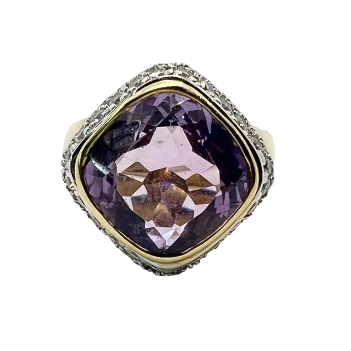 Bague Dôme en or blanc, or jaune et diamants