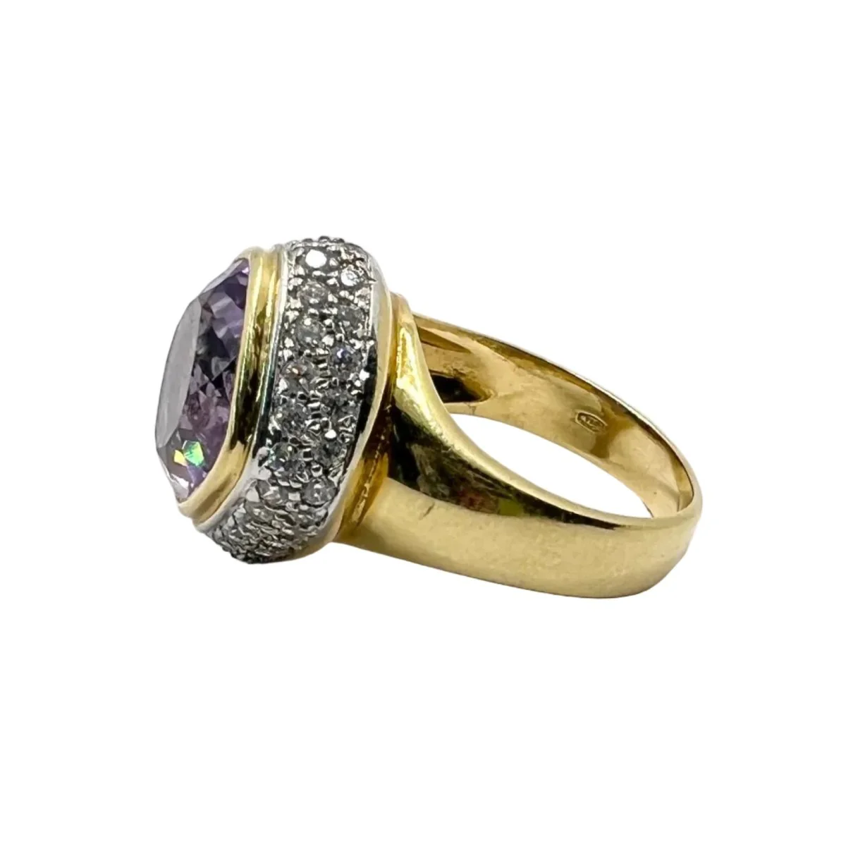 Bague Dôme en or blanc, or jaune et diamants - Image 3