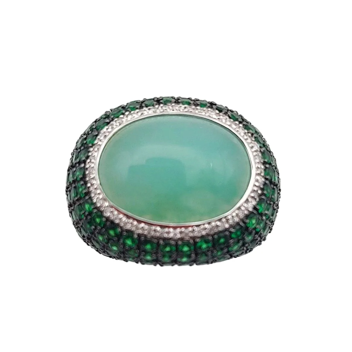 Bague Dôme en or blanc, quartz, grenats et diamants