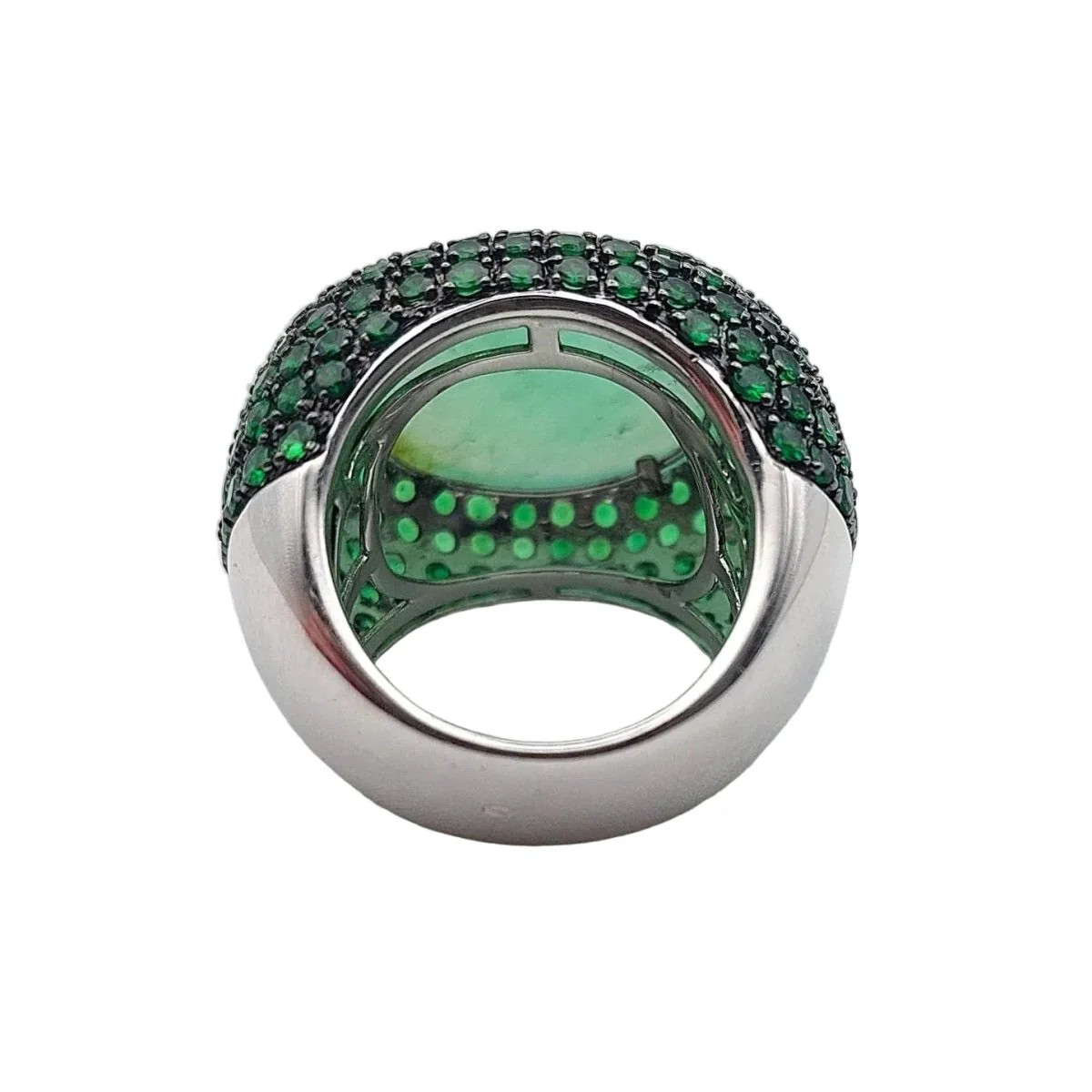 Bague Dôme en or blanc, quartz, grenats et diamants - Image 4