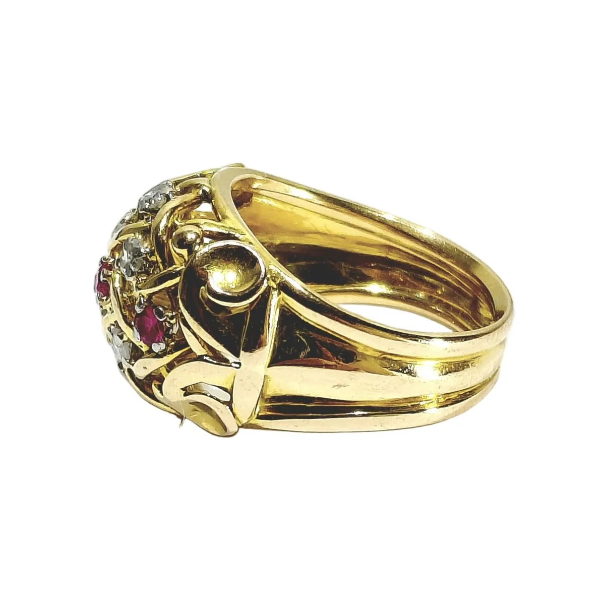 Bague Dôme en or champagne, rubis et diamants - Image 4