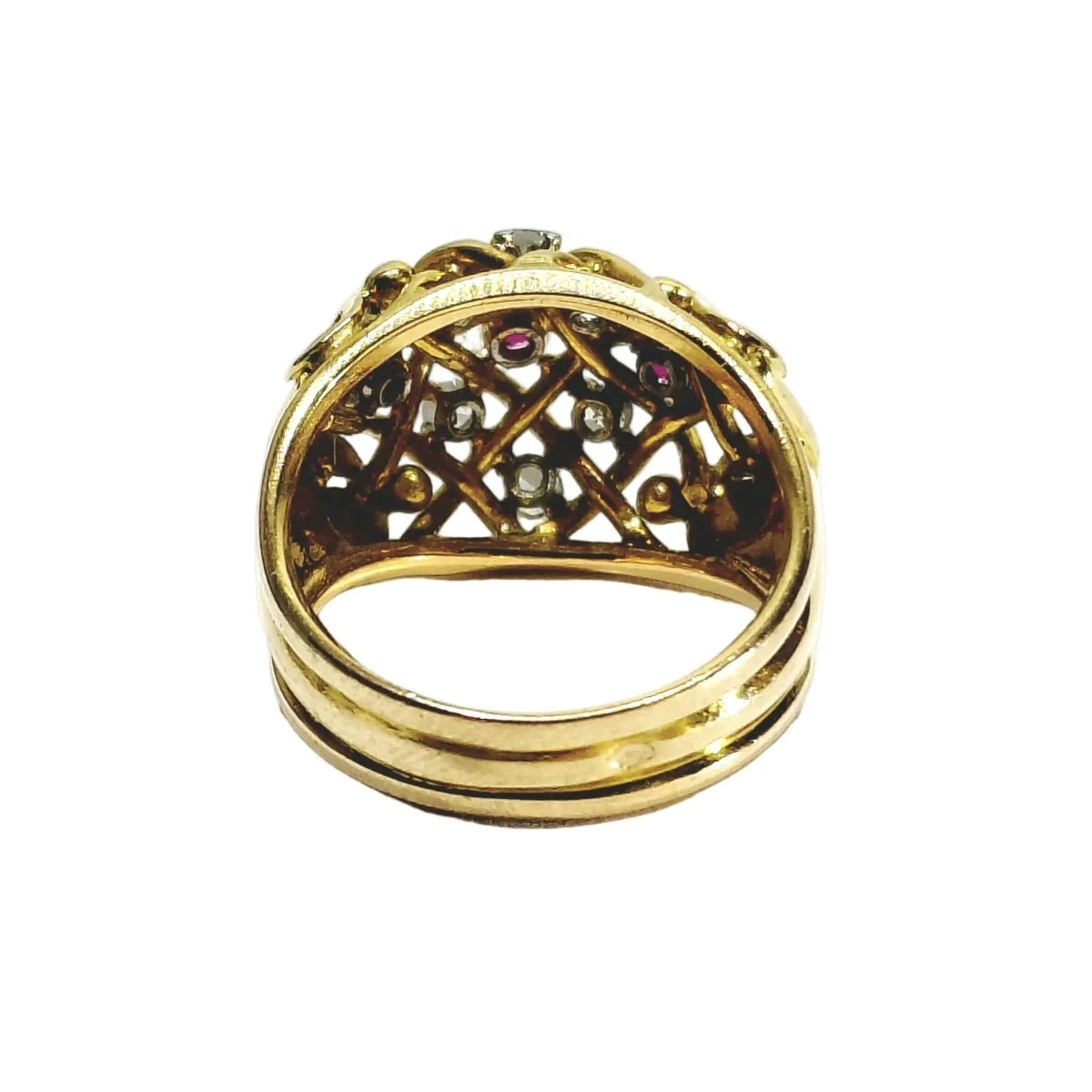 Bague Dôme en or champagne, rubis et diamants - Image 5