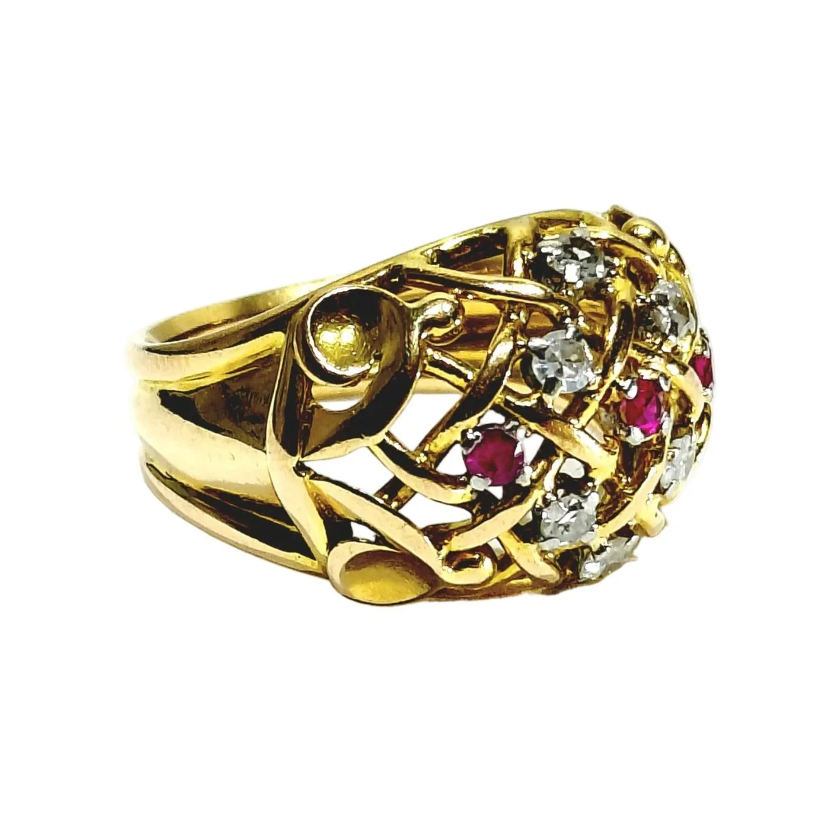 Bague Dôme en or champagne, rubis et diamants - Image 7