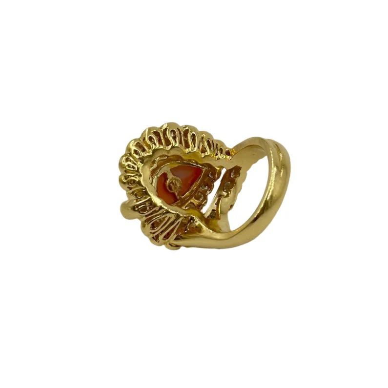 Bague Dôme en or jaune, corail et diamants - Image 4