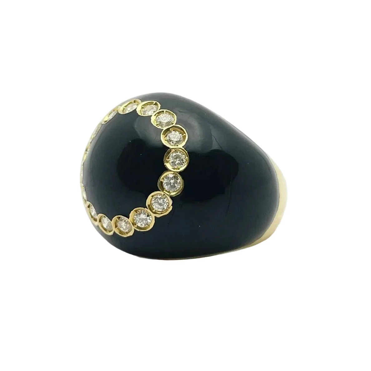 Bague Dôme en or jaune, émail et diamants - Image 2