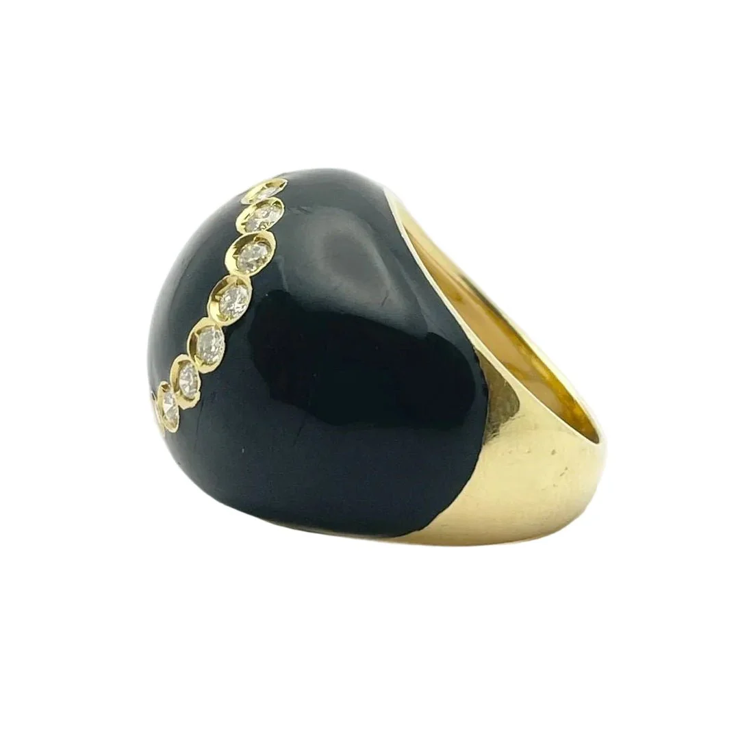 Bague Dôme en or jaune, émail et diamants - Image 3