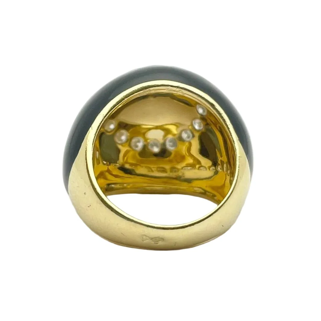 Bague Dôme en or jaune, émail et diamants - Image 4