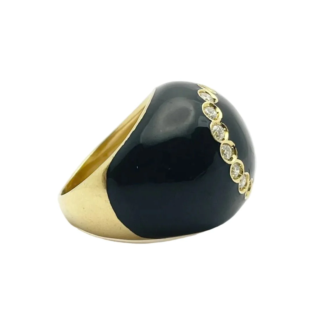 Bague Dôme en or jaune, émail et diamants - Image 5