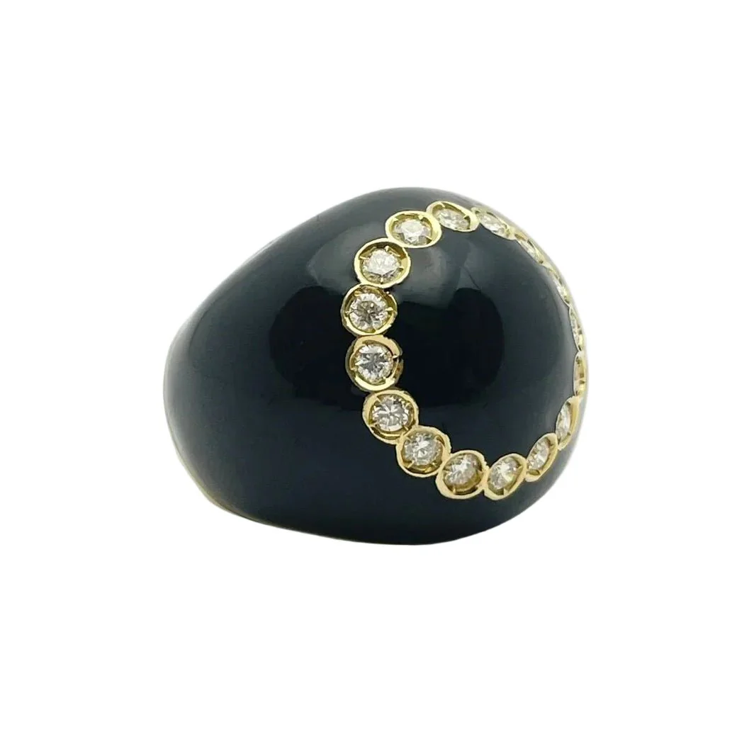 Bague Dôme en or jaune, émail et diamants - Image 6