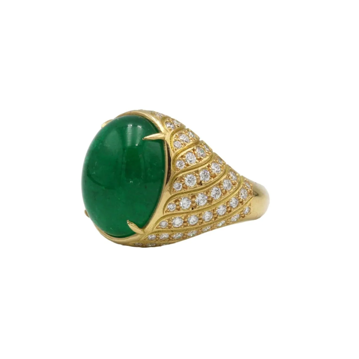 Bague Dôme en or jaune, émeraude et diamants - Image 2
