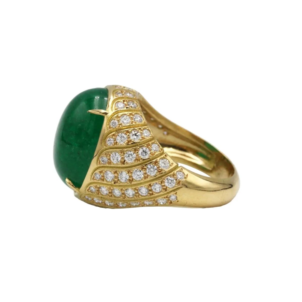 Bague Dôme en or jaune, émeraude et diamants - Image 3