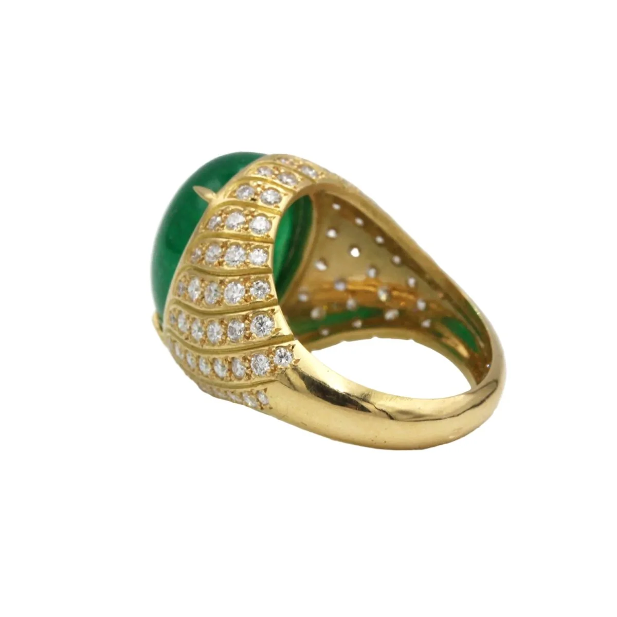 Bague Dôme en or jaune, émeraude et diamants - Image 4